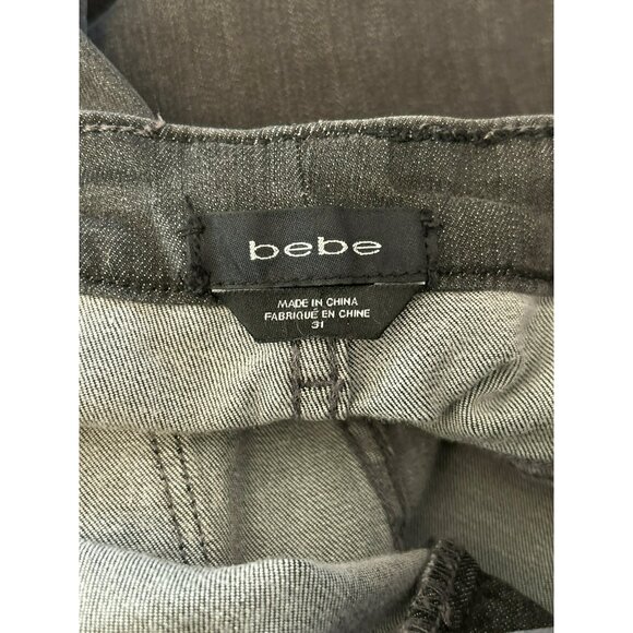 Vintage Bebe Women's Gray Studded  Ankle Zipper Moto Denim Jeans Sz 31 Y2K 1990s - Picture 4 of 7